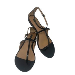 Rachel Zoe Gwen Snakeskin Thong Sandal, Black 7.5